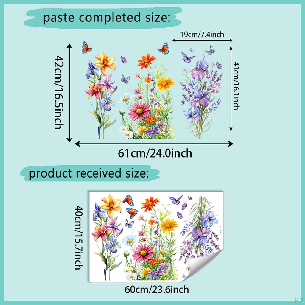 Flower Butterfly Wall Sticker Decals PVC Wallpapers Stylish Art Decor for Door Holiday