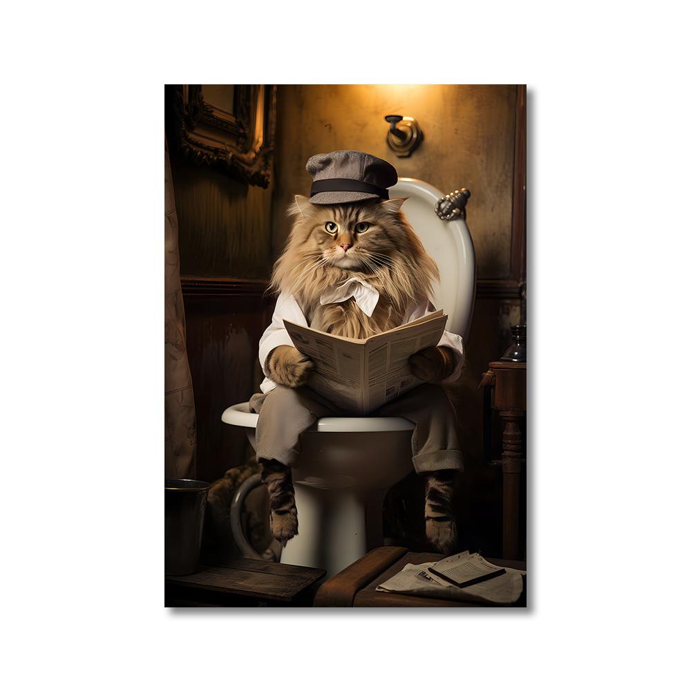 Funny Animals Toilet Canvas Painting Prints Gorilla Elephant Cat Dog Wall Art Poster Picture for Bathroom Room Home Decoration