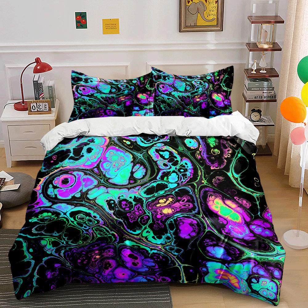 Psychedelisches Muster Dreiteiliges Set Exquisites Dreiteiliges Bettwäscheset Geschenk Für Kinder Und Erwachsene