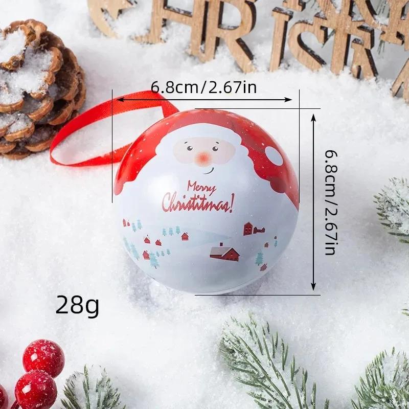 Weihnachten Runde Geschenkboxen Kugelform Blechdose Weihnachtsbaum Hängeornament Weihnachts-Süßigkeiten Glas Dosen Neujahr Navidad Dekorationen