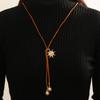 Gold Color CCB Star Sun Heart Y-Shaped Necklaces for Women Ladies Velvet Rope Tassel Long Necklaces Vacation Jewelry Accessories