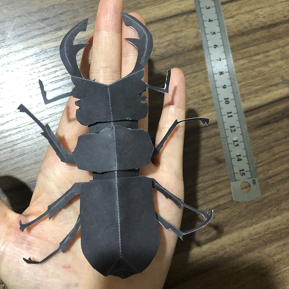 3D Assembly Papercraft Insect Model Set of 6 Stag Praying (Beetle, Beetle, Mantis, Butterfly, Dragonfly, Grasshopper)