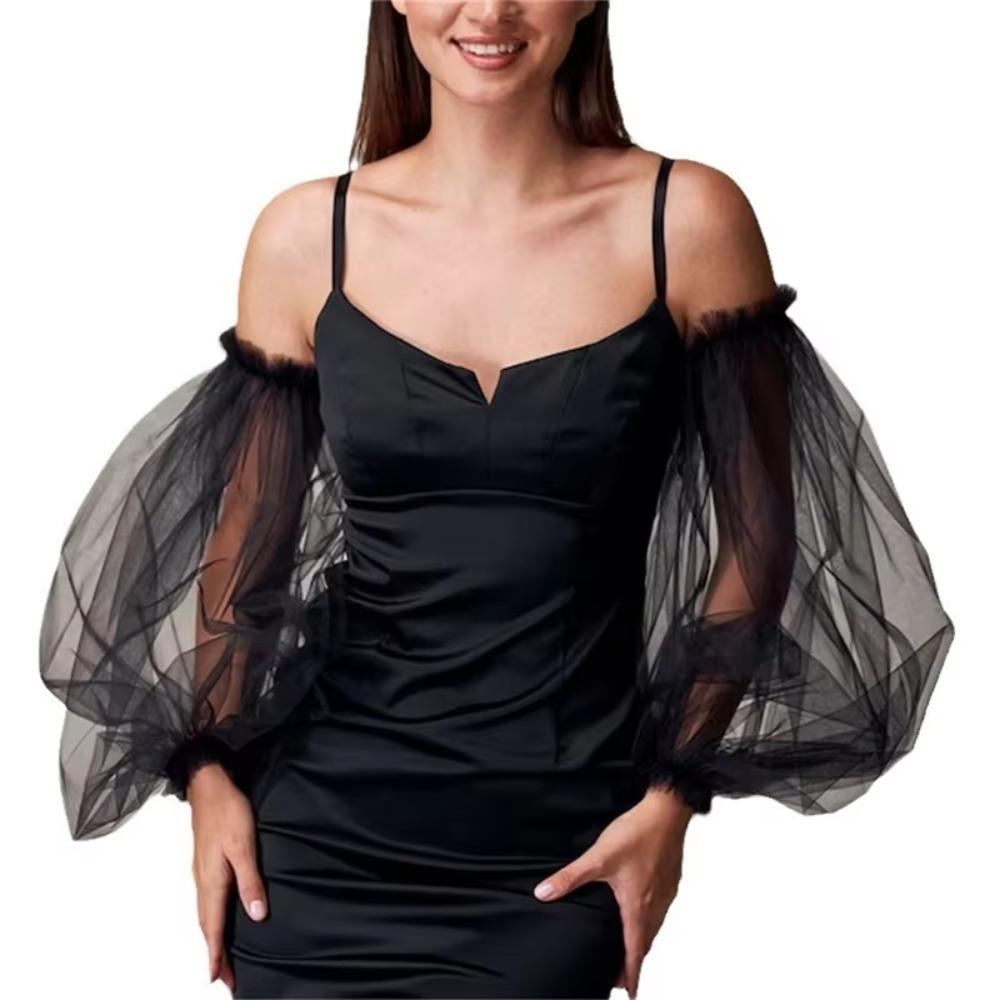 Elegant Yarn Bridal Arm Sleeves Pleated Lace Breathable Wedding Long Sleeves Lantern Shaped Thin Arm Covers Women