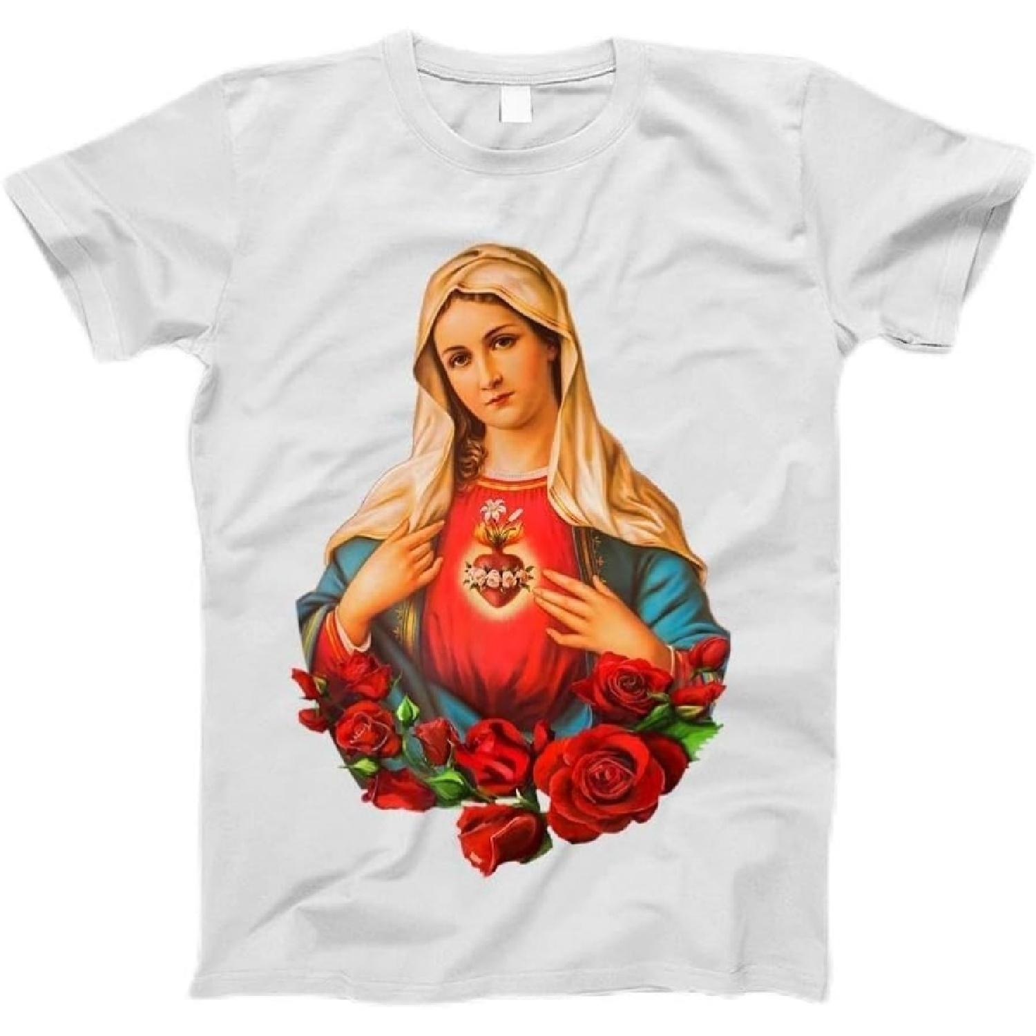 

Марія Мати Божа Серце Пресвятої Діви Марії Класична Католицька Футболка Футболка, Майка, З Довгим Рукавом, Кофта, Худі для Чоловіків, Жінок, Дітей(1) XXXXXL білий