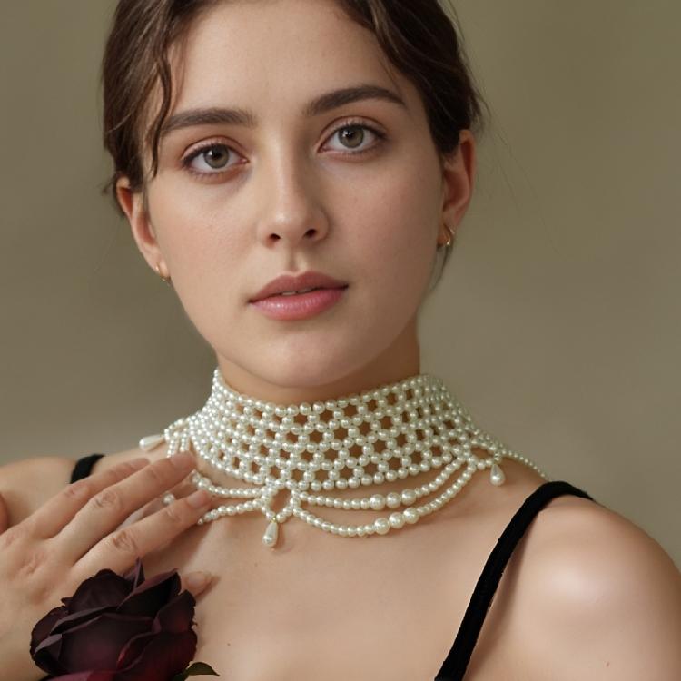 Lightweight Multi Strand Pearls Jewelry Polished Beads Design Necklace for Everyday Wedding Party Clothes Perfectly