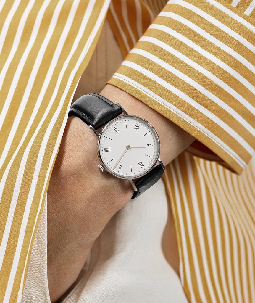 Pulseira de Couro BINLUN com Híbrido Interno Respirável de Liberação Rápida Relógio Smartwatch Unissex Prata Borracha, Pulseira, Pulseira, (Preto, 22mm, Fivela)