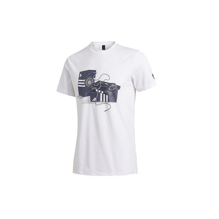 Adidas T Shirts Men's White Crew Neck Moderate Straight Fit FT2823