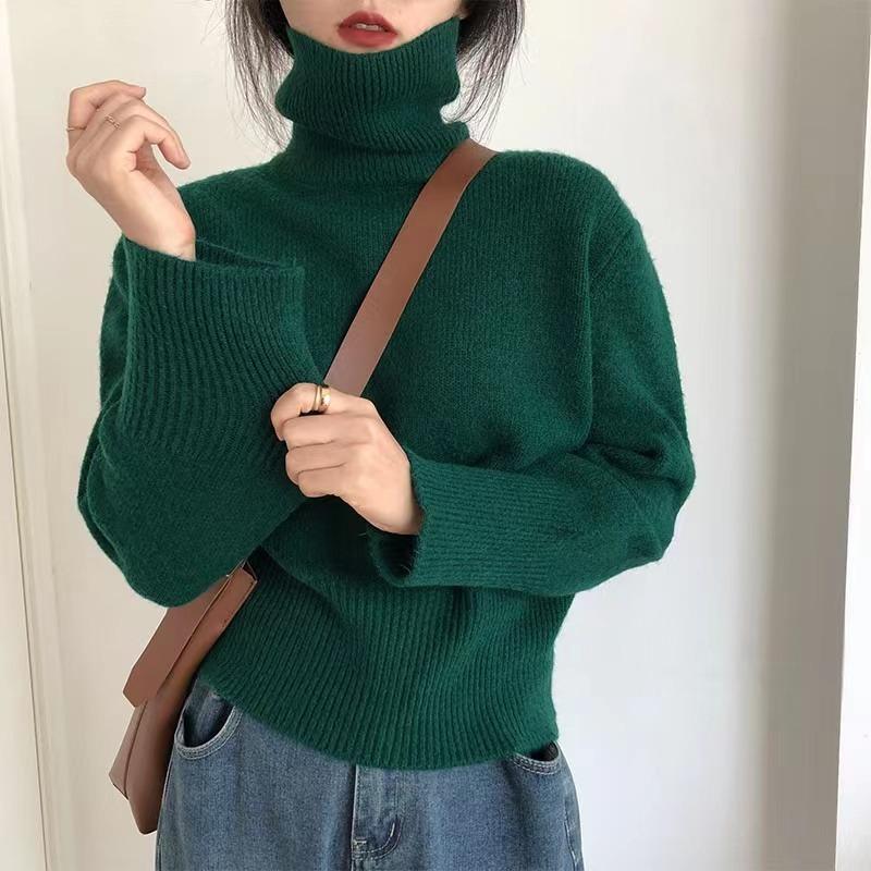 Autumn and Winter New Turtleneck Pullovers Sweaters for Women Fashion Loose Long Sleeve Knitted Sweater for Women Casual Elegant Warm Knitwears 25344