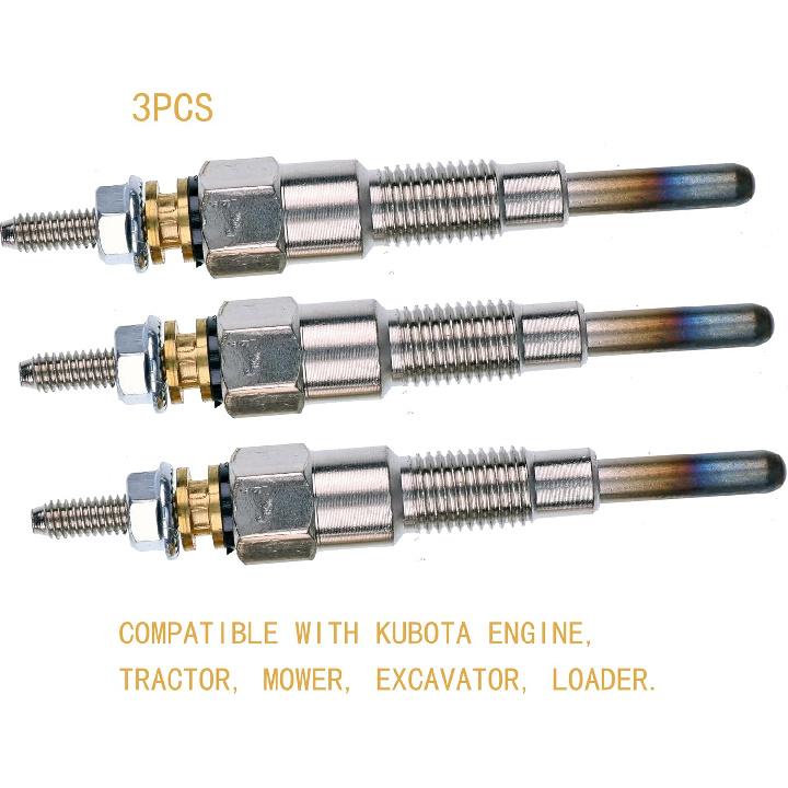JEENDA 3PCS Glow Plug 16851-65510 16851-65512 Compatible with Kubota D722 D902 D905 D1005 D1105 V1505 V1305 Z482 RTV900 RTV1100 Tractor B1700D B1700E