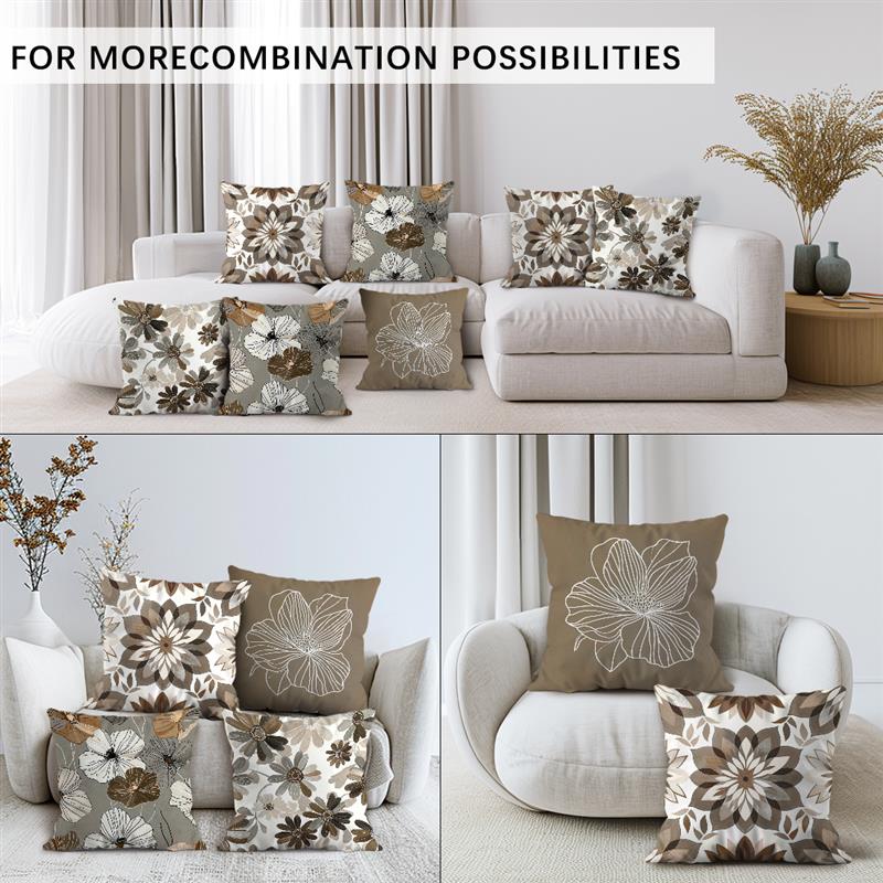 Geometric Flowers Cushions Pillowcase Printed Polyester 45X45Cm Throw Pillow Cover Decorative Sofa Cushion Pillowslip Home Decor
