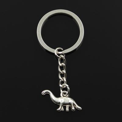 Fashion 30mm Key Ring Metal Key Chain Keychain Jewelry Antique Bronze Silver Color Plated Dinosaur Brontosaurus 27x12mm Pendant