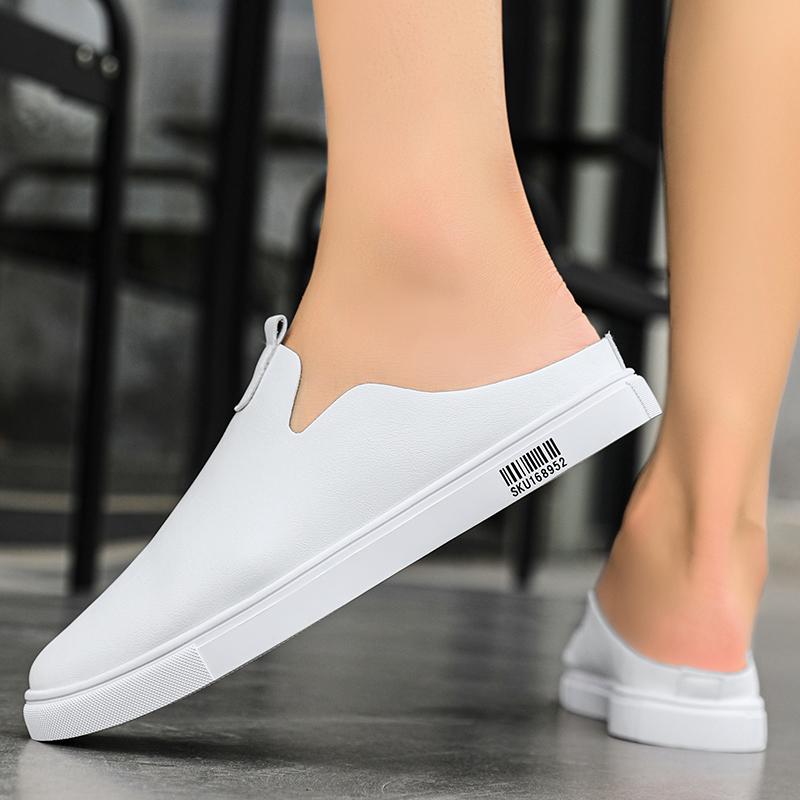 Summer Men's Half Slippers Comfortable and Lightweight Design Black and White Casual Outdoor Shoes Classic Board Shoes Slip On
