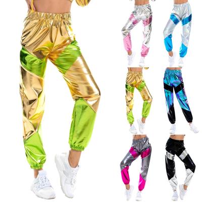 Women's Shiny Trousers Elastic Sports Trousers Loose Leisure Casual Long Trousers Sweatpants Jogging Bottoms Stretch Leggings Party Disco Clubwear