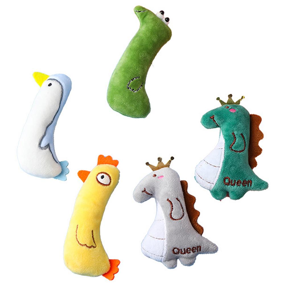 Cute Animal Shape Catnip Cats Toy Kitten Dinosaur Teeth Chewing Biting Plush Toys Cat Plush Thumb Pillow Pet Accessories