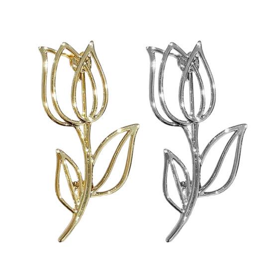 Brooch Hollow Tulip Design Anti-Wear Lapel Pin Sweaters Collars Hats Bags Coats Scarves Badge Versatile Accessory