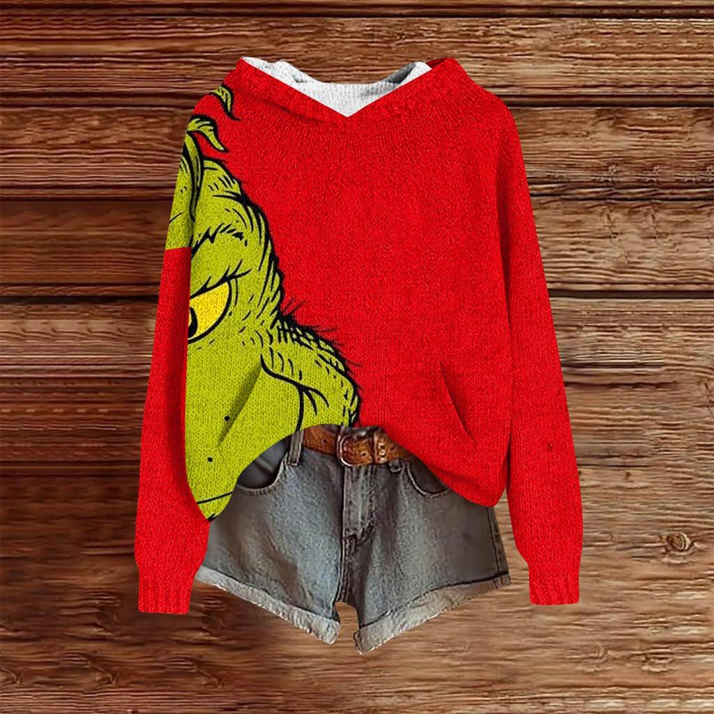 Sweatshirts For Women Knit Sweater Cute Shirt Fall Pullover Hooded Sweatshirt