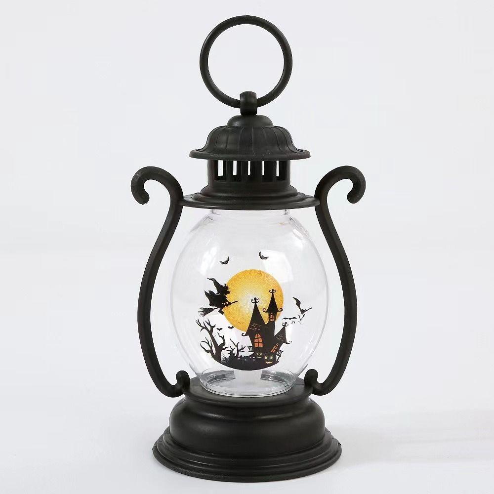 Electronic Candle Halloween Pumpkin Lantern Hanging Oil Lamp Halloween Portable Lantern  Halloween