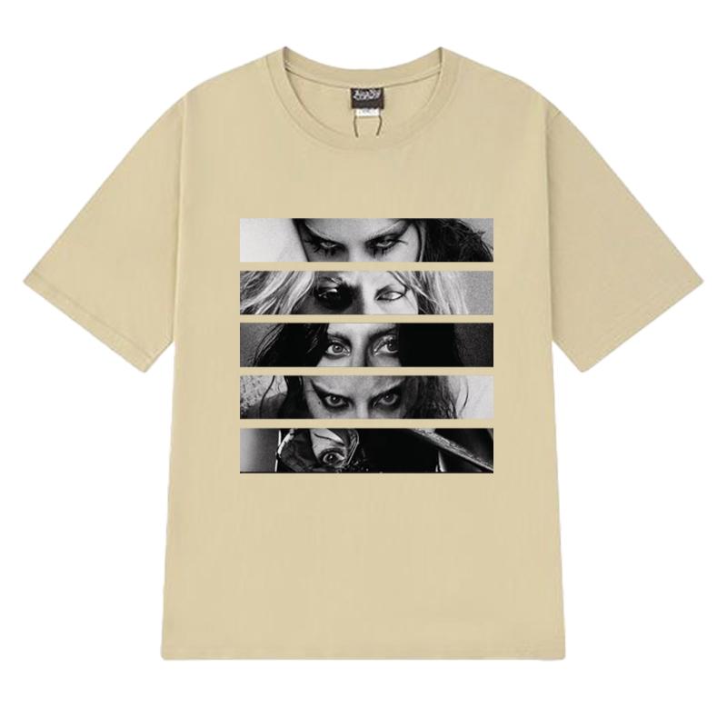 Hot Sale Lady Gaga 90s music Graphic T Shirt Unisex gothic Oversized short sleeve T-shirts Men Women black 100% Cotton clothing