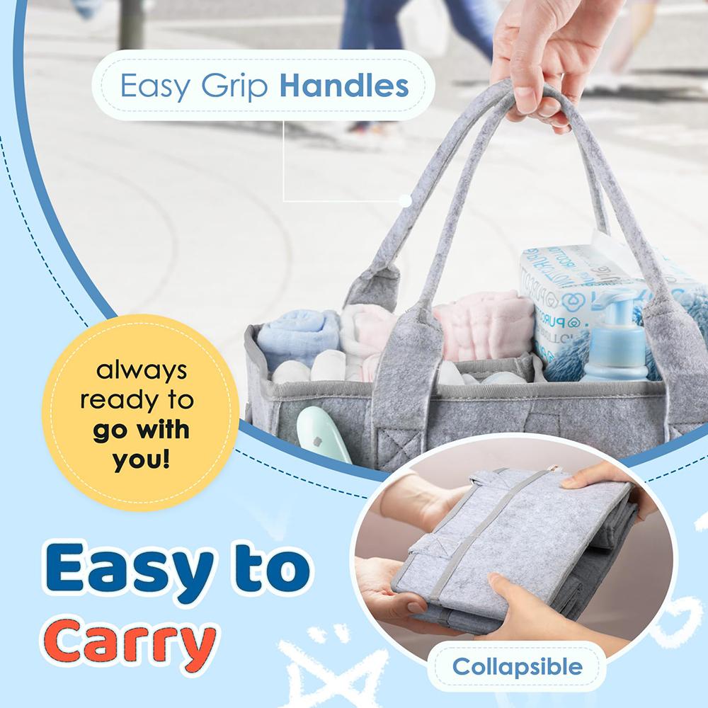Soft Thick Felt Baby Storage Basket Multi Pocket Diaper Caddy Newborn Essentials Nursery Organizer