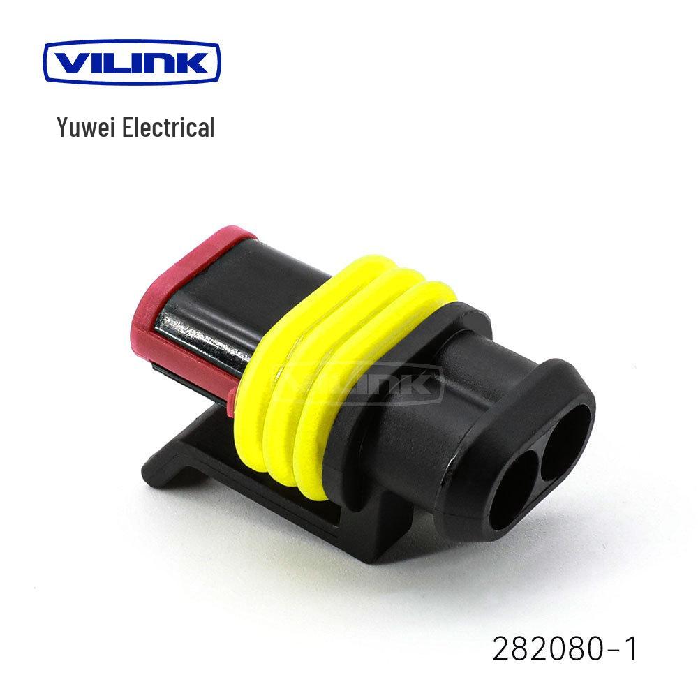 High-Quality AMP Automotive Waterproof Connector Pair for Quick Wire Connection (Male & Female), Model 282080-1.