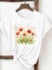Sweet Flower 90s Print Trend Ladies Popular Casual Round Neck Women Fashion Graphic Short Sleeve T-shirts Fashion Clothing