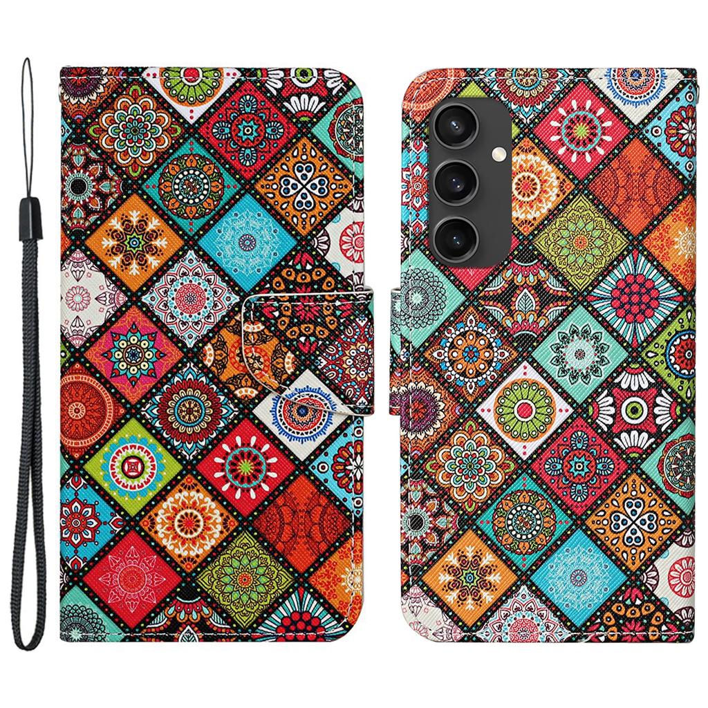 Etui dla Samsunga Galaxy S24 FE z nadrukiem wzoru Ochronne skórzane etui folio na telefon