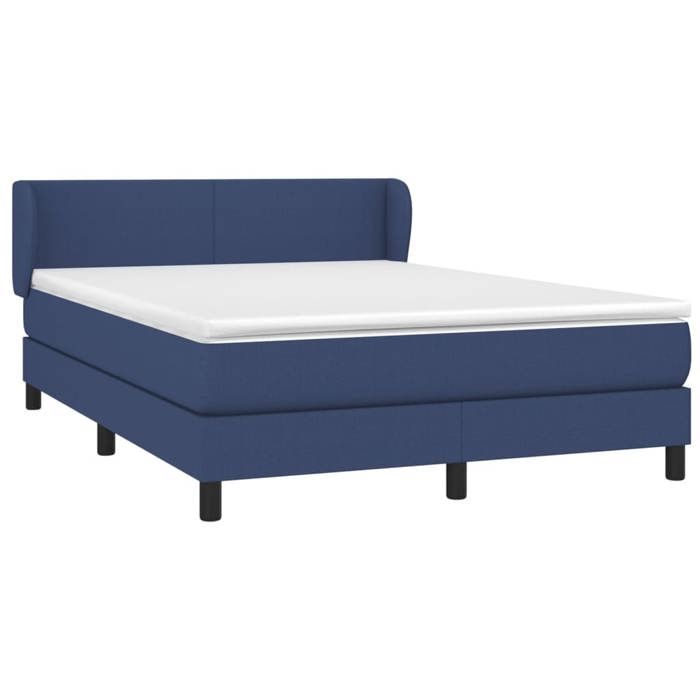 3126091 vidaXL Lit à sommier tapissier avec matelas Bleu 140x200 cm Tissu