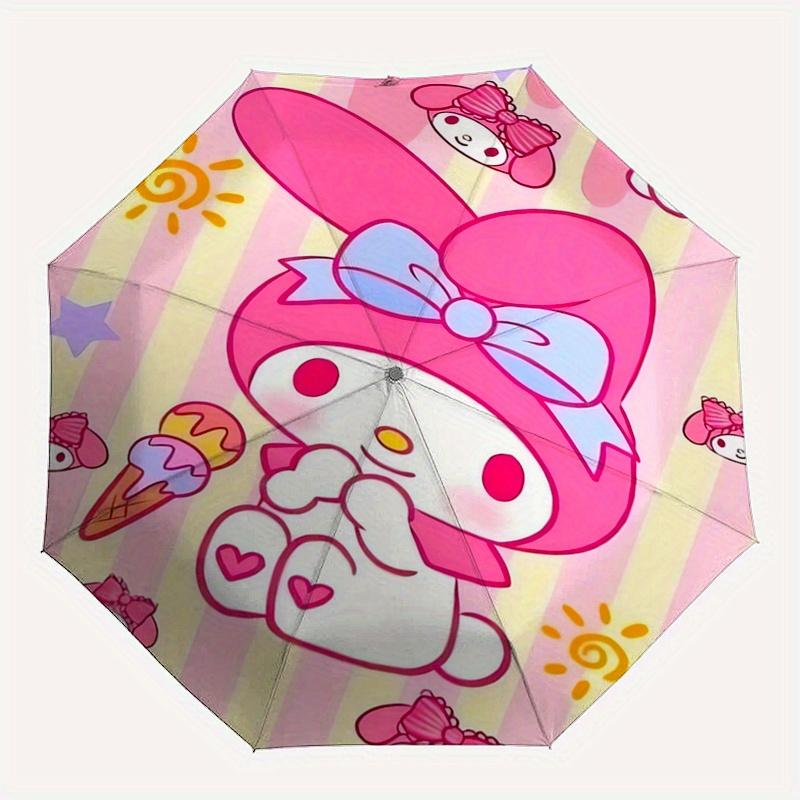 My Melody,Sanrio Automatic Folding Umbrella-Simple 8-Rib Design, Bright Cartoon Pattern, Durable Iron Frame, Suitable For Travel, Outdoor, B
