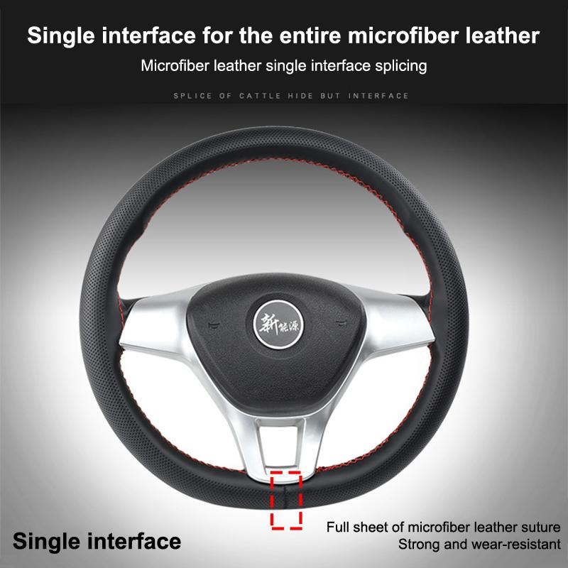 Ultra Fine Diy Hand Woven Genuine Leather Breathable Steering Wheel Cover With Needle And Thread Steering Wheel Protective Cover