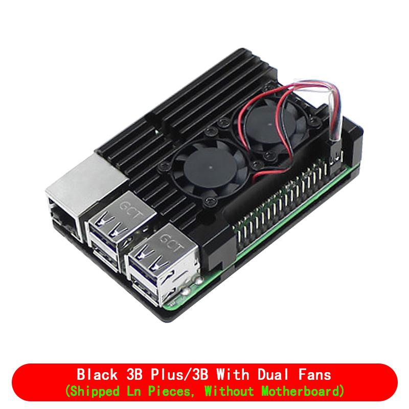 Per Raspberry Pi 4 3 Modello B 3B Plus Custodia in Alluminio con Doppia Ventola di Raffreddamento Involucro Metallico per RPI Raspberry Pi 4 3 Modello