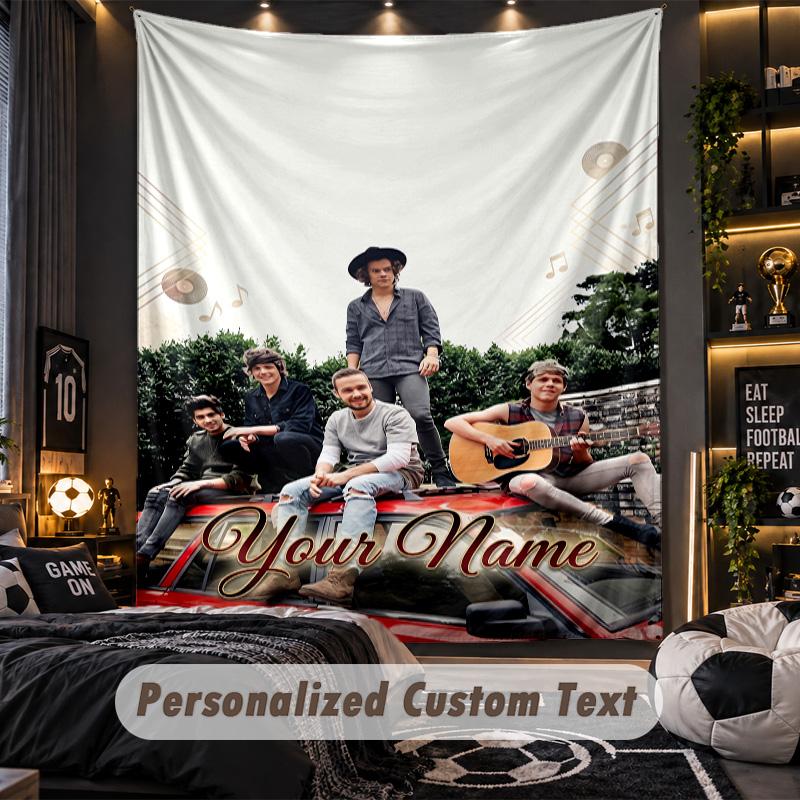 Personalisierte Wandtapisserie, One Direction Individuell Bedruckter Name, Stoff-Wandkunst für Innenraum-Hintergrund