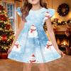 Kids Casual Christmas Print Sleeve Dress for Holiday Party and Everyday Wear