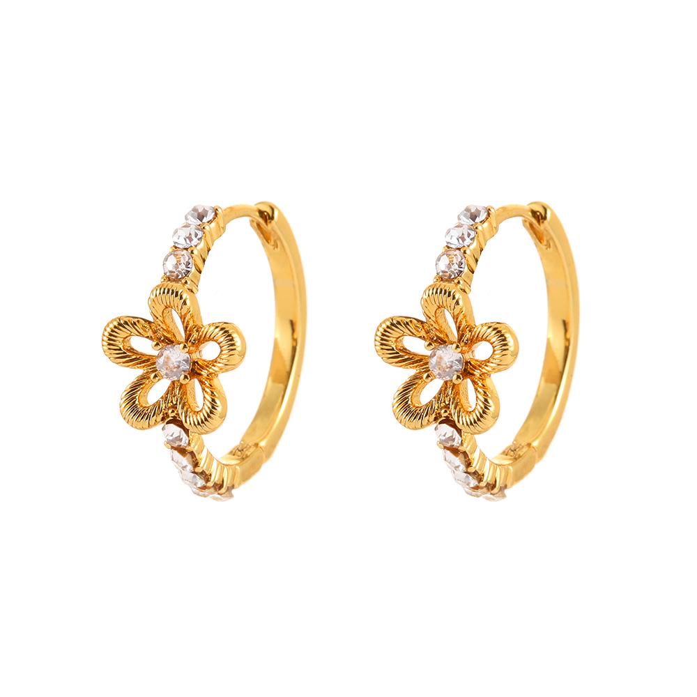 Geometric Hollow Flower Zircon Stud Earrings for Women – Elegant and Versatile Design