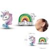 925 Silver Unicorn Rainbow Horse Sparkling Color Gemstone Women's Sweet Earrings Fit for Anniversary Engagement Delicate Jewelry