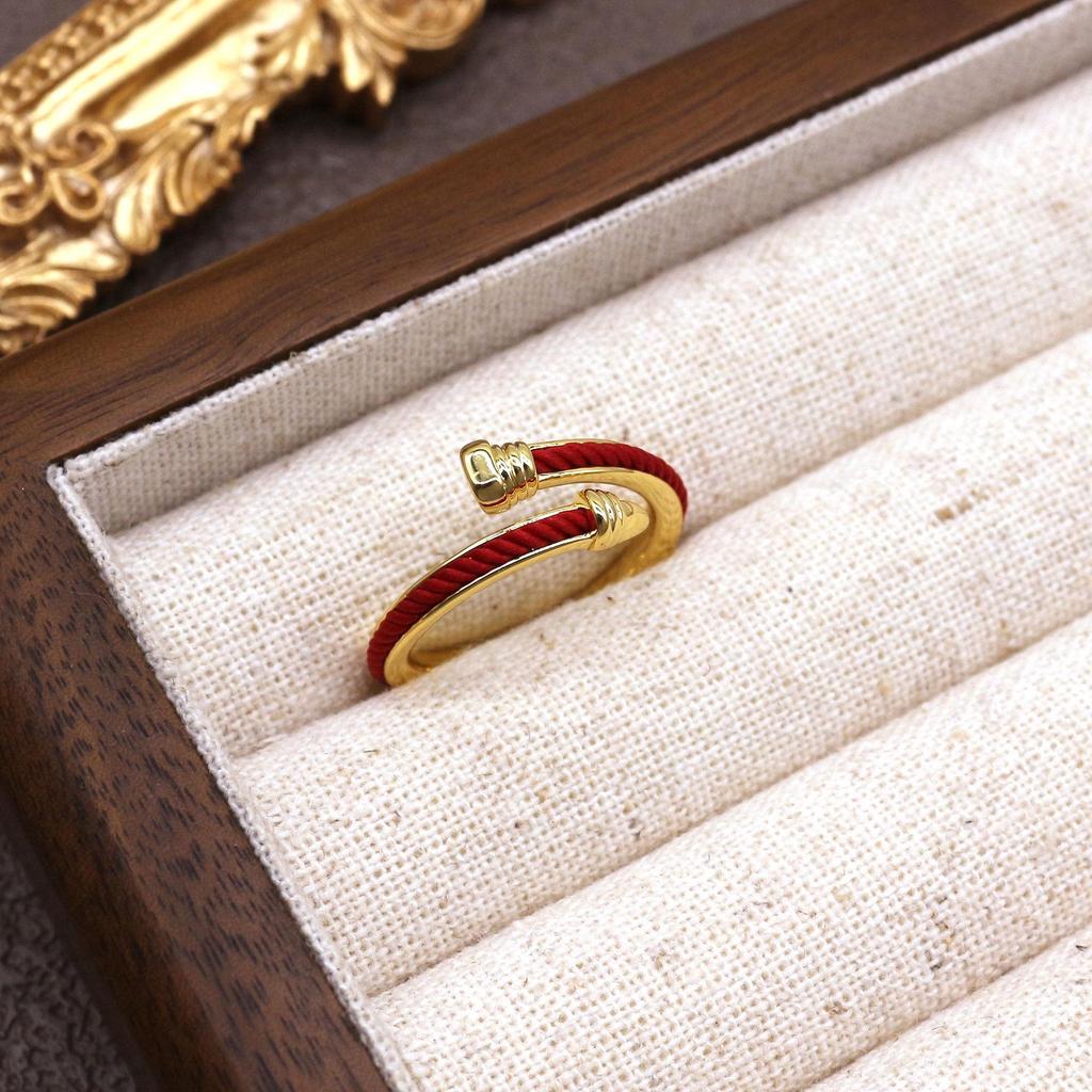 Zodiac Year Red String Nail Ring: Elegant and Unique High-End Design