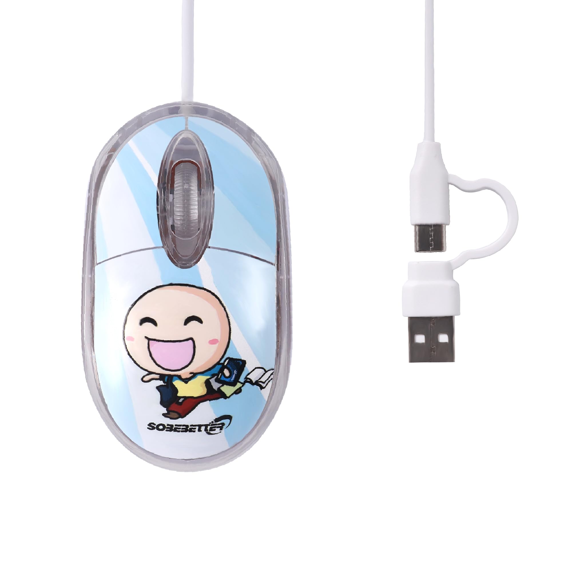 

Wired Mouse with Dual USB-A and USB-C Connections, USB Wired Type-C Mouse, 1000 DPI, Optical, Portable, Cute, Lightweight, Ambidextrous, Compatible