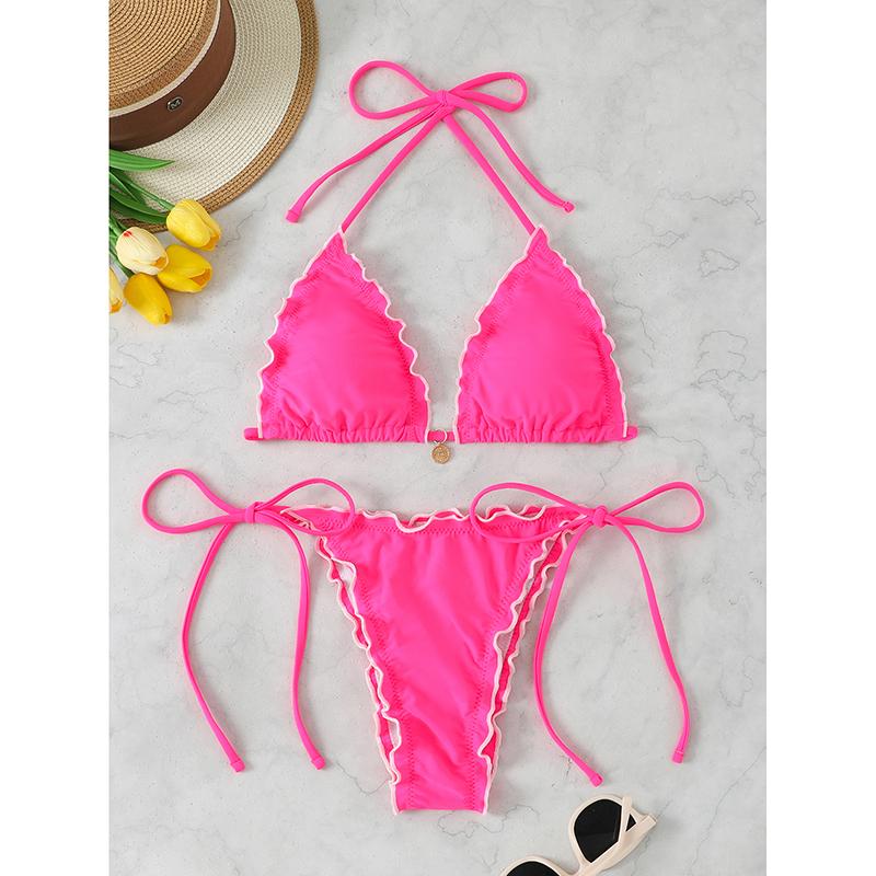 Sexy Triangle Micro Bikini 2026 Women Swimsuit Two-pieces Swimwear for Female Beach Wear Lace Up Bikinis Sets Thong Bathing Suit