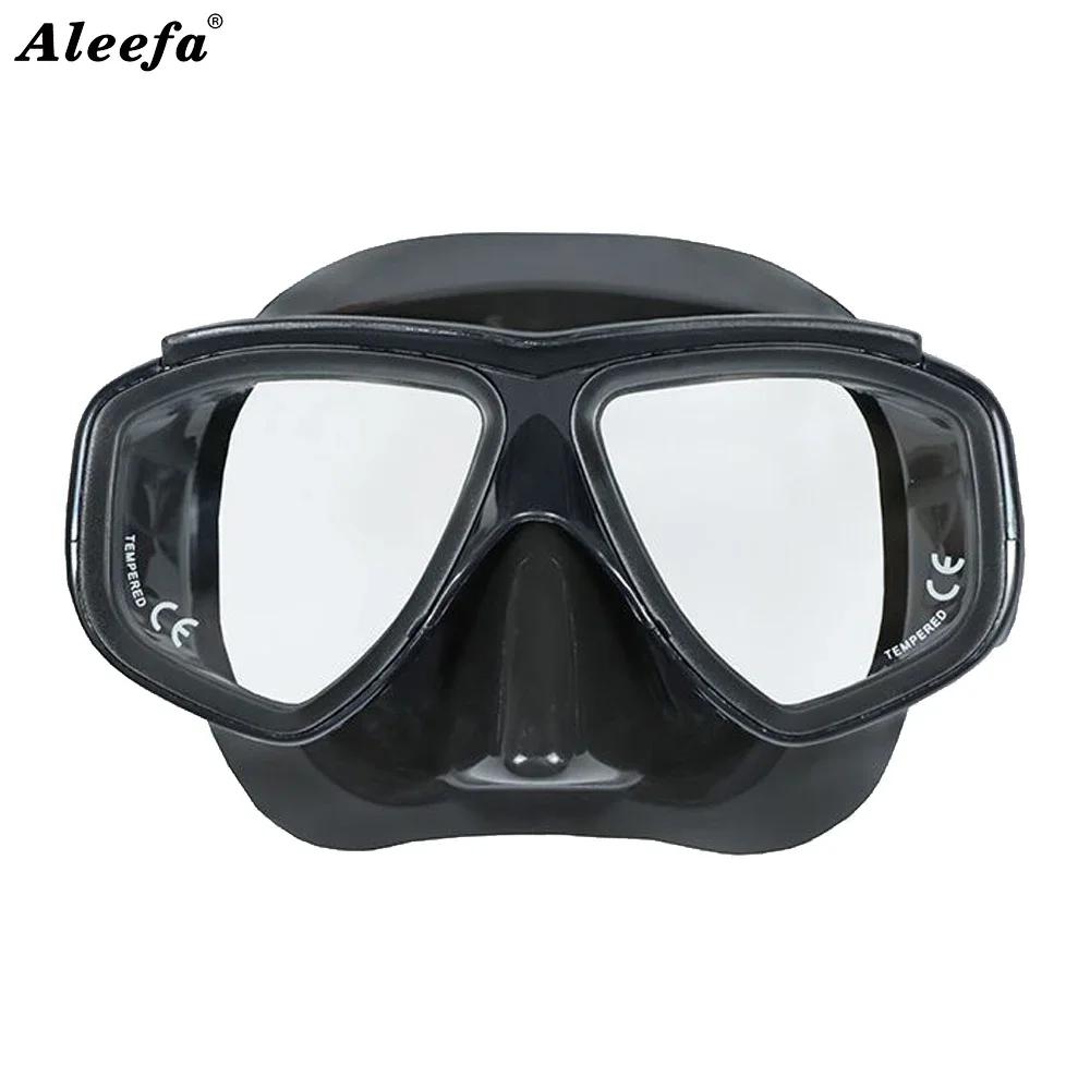 

Маска для подводного плавания с диоптриями для взрослых с закаленным стеклом, противотуманный спрей, силиконовая юбка, прозрачная черная