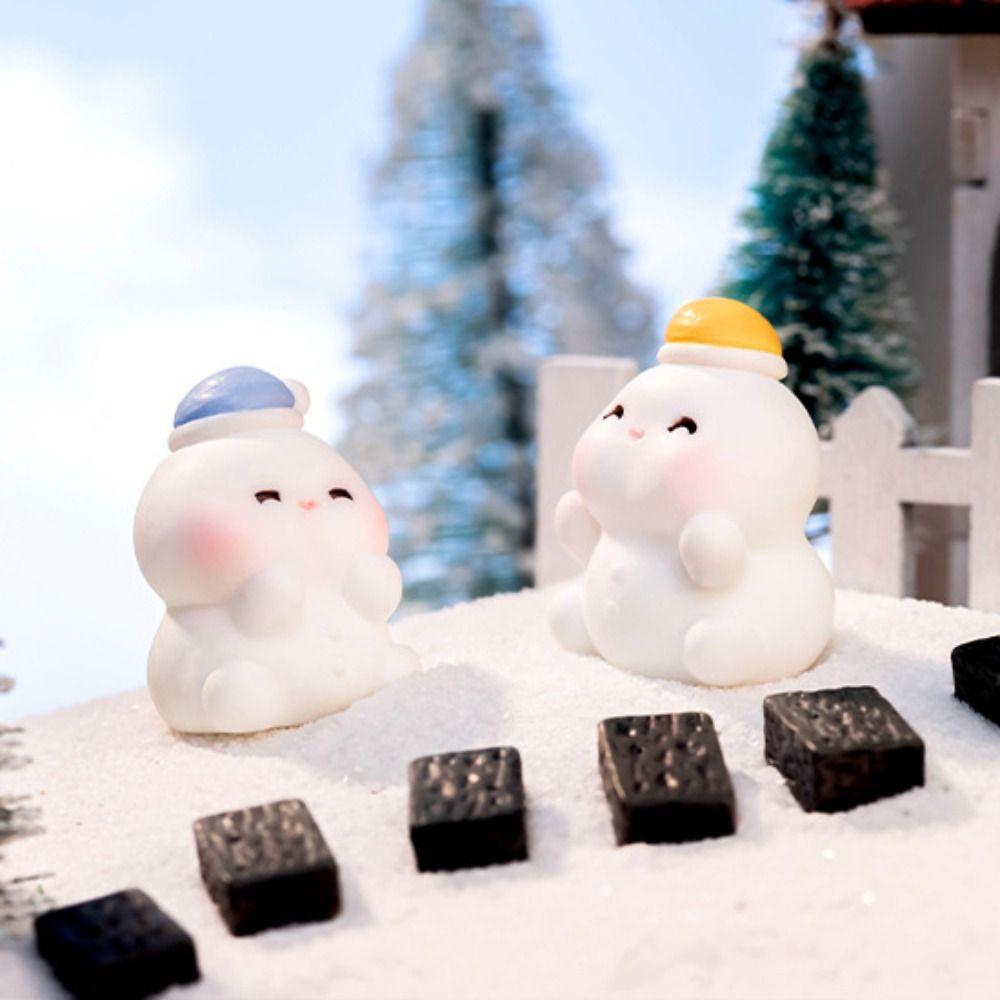 8Pcs DIY Accessories Figurines Snowman Miniature Model High Quality Snowman Statue