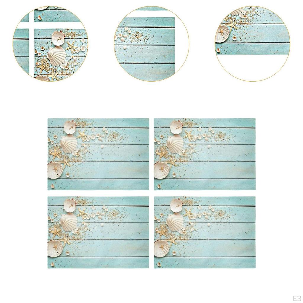 4 Stück Strand Platzset Hitzebeständige Tischsets Abwischbar Rutschfest Wasserdicht Leinen Essen