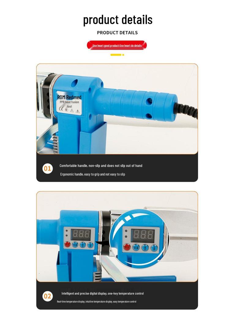 Blue Single-Tube Digital Display Hot Melt Machine for 20-32 PPR Plastic Pipe Welding