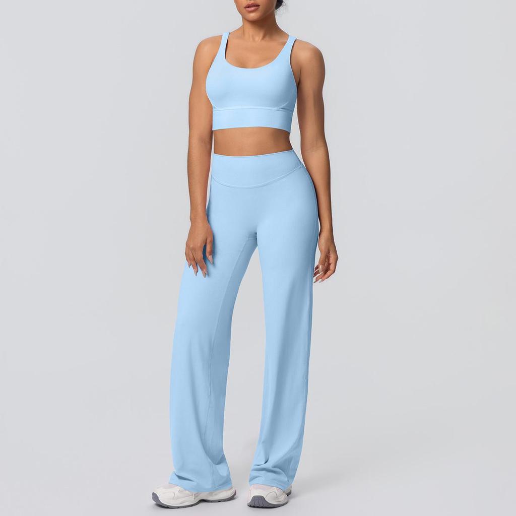 Sexy Sport-BH mit Kreuzrücken & High-Waist Yoga-Hosen Set - Schnelltrocknende Fitnessbekleidung