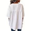 Fashionable Women's Shirt With  Buttons, Round Neck, And Short Sleeves