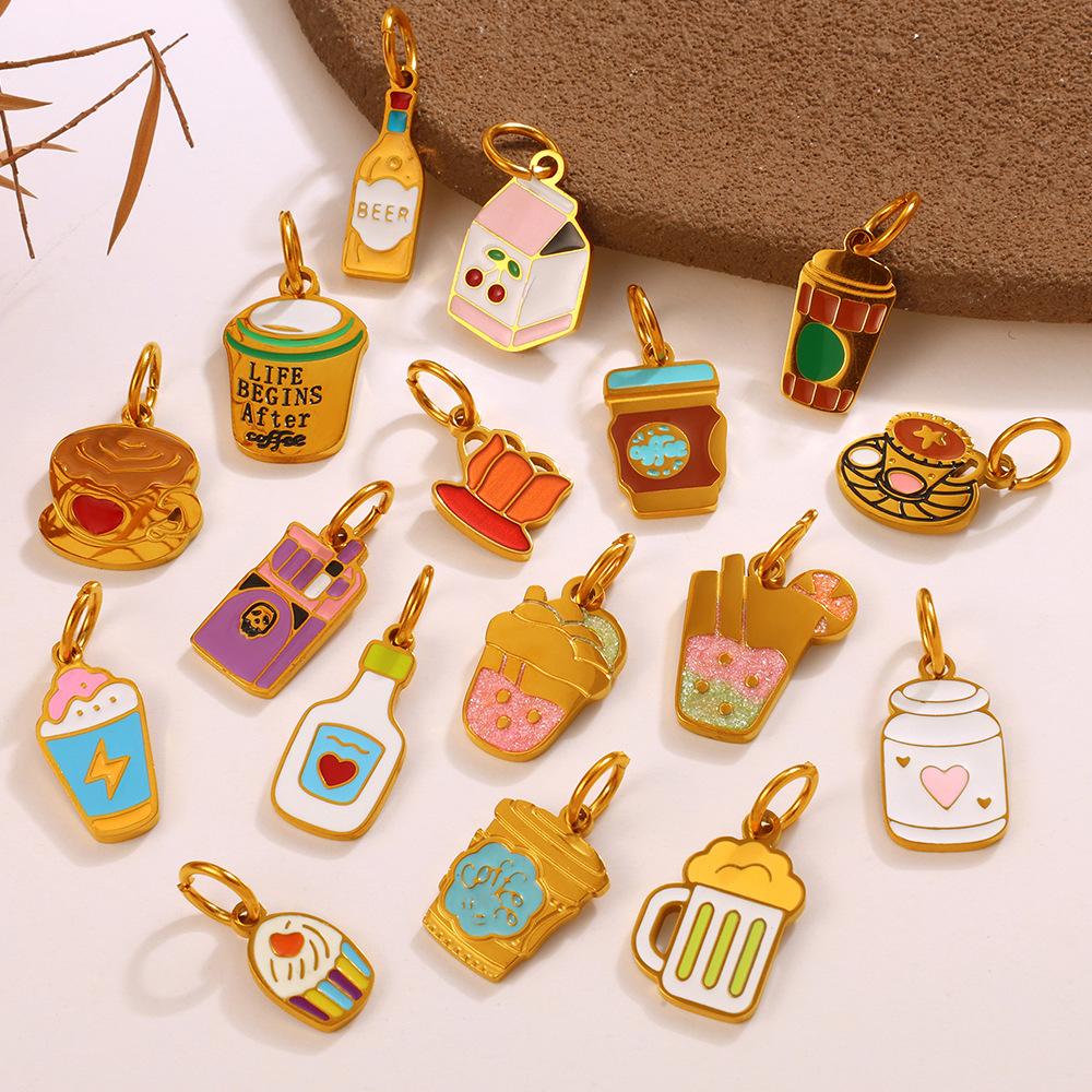 ins wind cute dripping drink shape pendant female personality small jewelry accessories