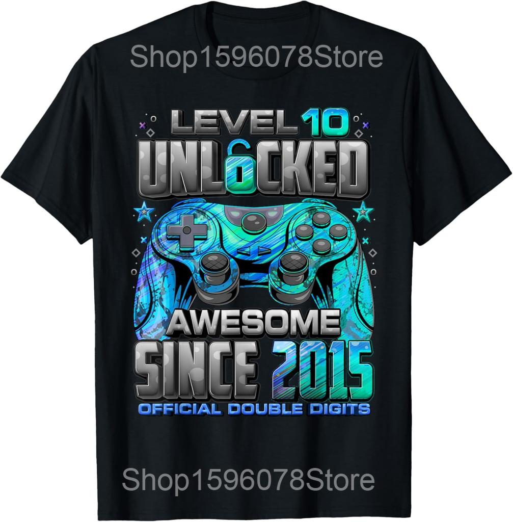 Hello Ten Est 2015 10th Birthday Girl 10 Year Old T Shirts Men Cotton Humor Streetwear Tee Short Sleeve Loose Clothing