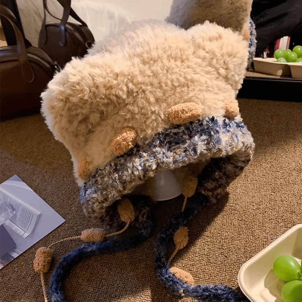 Ear Protection Lei Feng Hat Fluffy Winter Warm Hat Personality Bear Ear Plush Hat  Children