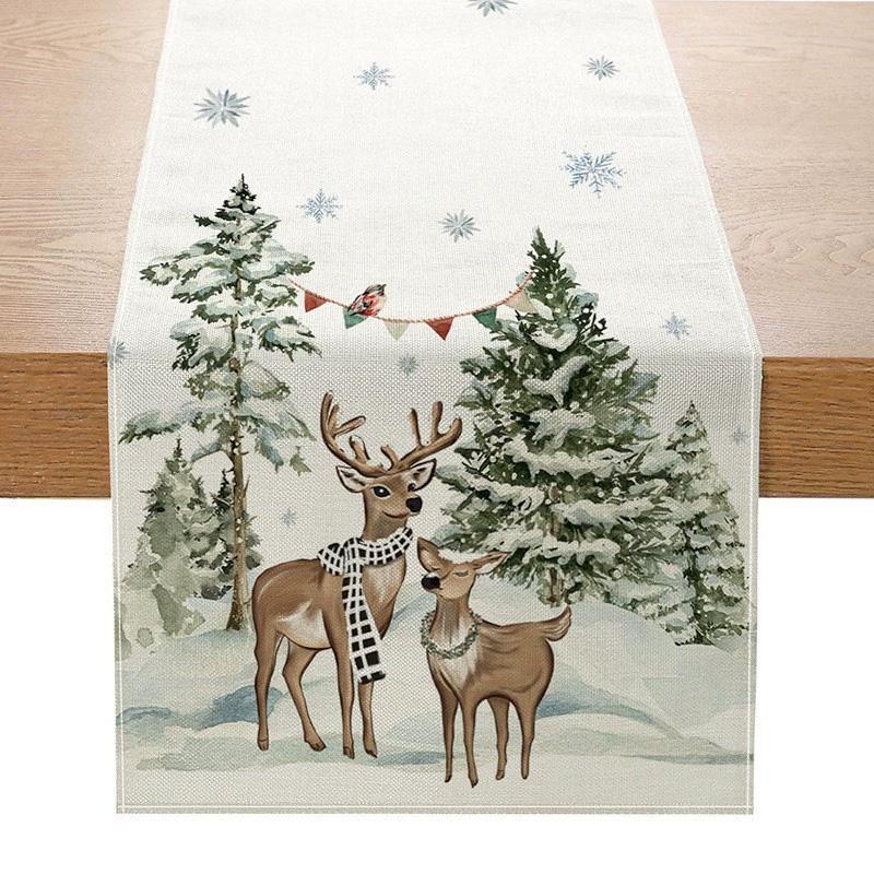 1PC Table Cover New Year 2026 Snowman 33*183cm Table Decor Merry Christmas Decoration Christmas Xmas Tree Table Runner