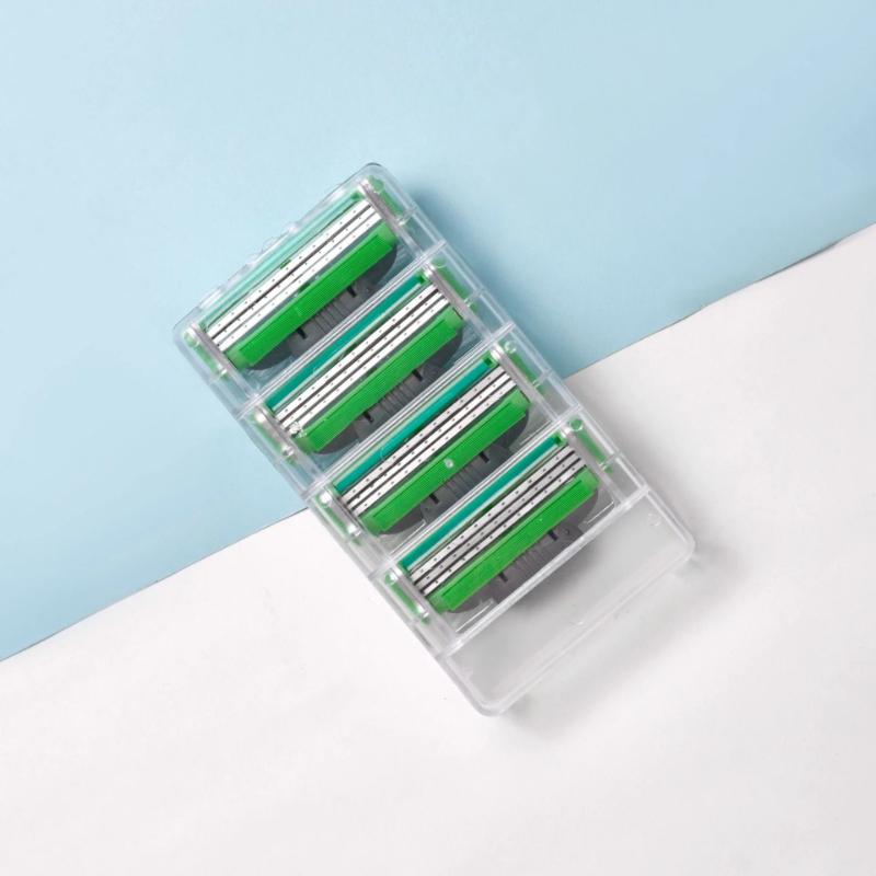 

Сменные лезвия для бритвы Мужские 3-слойные Смываемые Многоразовые Ручные Аксессуары для бритья Для бороды Лица Удаления волос 4 картриджа в упаковке 4Pcs