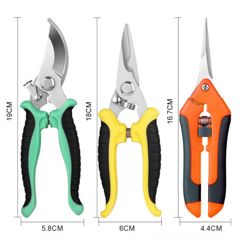 3pcs Garden Scissors Set Gardening Tool Scissors Stainless Steel Professional Gardening Scissors with Non-slip Ergonomic Handles