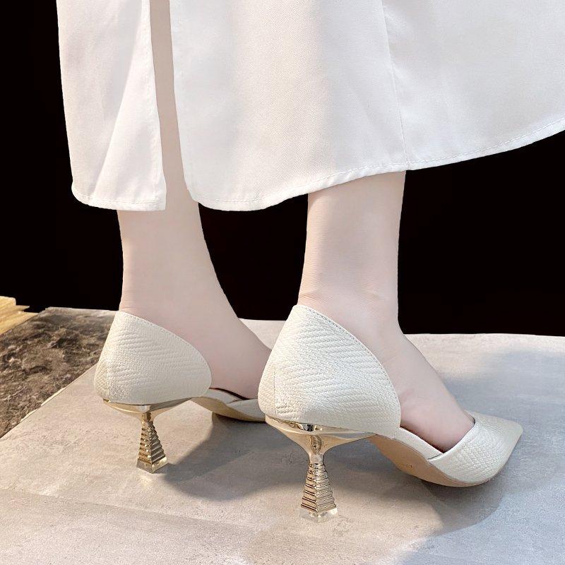 New Pointed Toe Thin High Heel Solid Pumps for Female Women Shoes Handmade Shallow Slip-on Casual Elegant Dress Summer Shoes